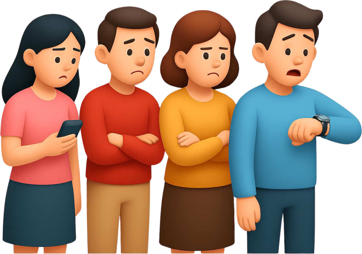 Clientes que esperan sin saber cuánto falta